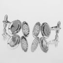 Mens Fashion Jewelry Cuff Links Silver Round Hollow Pattern Button Cufflinks
