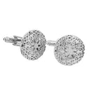 Mens Fashion Jewelry Cuff Links Silver Round Hollow Pattern Button Cufflinks