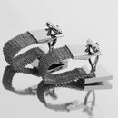 Mens Fashion Jewelry Cuff Links Rhinestone Square Chain Button Cufflinks
