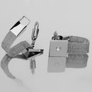Mens Fashion Jewelry Cuff Links Rhinestone Square Chain Button Cufflinks