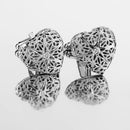 Mens Fashion Jewelry Cuff Links Silver Heart Hollow Pattern Button Cufflinks