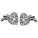 Mens Fashion Jewelry Cuff Links Silver Heart Hollow Pattern Button Cufflinks