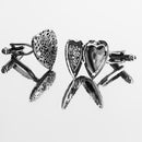 Mens Fashion Jewelry Cuff Links Silver Heart Hollow Pattern Button Cufflinks