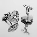 Mens Fashion Jewelry Cuff Links Silver Heart Hollow Pattern Button Cufflinks