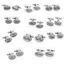 Grooms Son Wedding Gifts Shirt Cufflinks Oval Silver Cuff Links Accessories