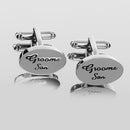 Grooms Son Wedding Gifts Shirt Cufflinks Oval Silver Cuff Links Accessories