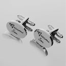 Grooms Son Wedding Gifts Shirt Cufflinks Oval Silver Cuff Links Accessories
