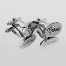 Wedding Men's Shirt Cufflinks Groom Gift Vintage Oval Cuff Link Silver