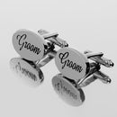 Wedding Men's Shirt Cufflinks Groom Gift Vintage Oval Cuff Link Silver
