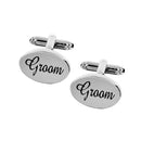 Wedding Men's Shirt Cufflinks Groom Gift Vintage Oval Cuff Link Silver