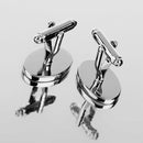 Wedding Men's Shirt Cufflinks Groom Gift Vintage Oval Cuff Link Silver