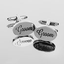 Wedding Men's Shirt Cufflinks Groom Gift Vintage Oval Cuff Link Silver