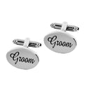 Wedding Men's Shirt Cufflinks Groom Gift Vintage Oval Cuff Link Silver