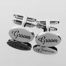Wedding Men's Shirt Cufflinks Groom Gift Vintage Oval Cuff Link Silver