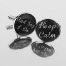 Mens Wedding Shirt Cufflink Keep Calm and Say I Do Cuff Links Silver Black