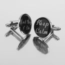Mens Wedding Shirt Cufflink Keep Calm and Say I Do Cuff Links Silver Black