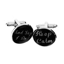 Mens Wedding Shirt Cufflink Keep Calm and Say I Do Cuff Links Silver Black