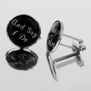 Mens Wedding Shirt Cufflink Keep Calm and Say I Do Cuff Links Silver Black