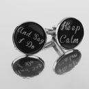 Mens Wedding Shirt Cufflink Keep Calm and Say I Do Cuff Links Silver Black