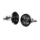 Mens Wedding Shirt Cufflink Keep Calm and Say I Do Cuff Links Silver Black
