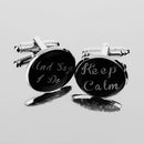 Mens Wedding Shirt Cufflink Keep Calm and Say I Do Cuff Links Silver Black