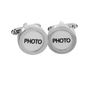 Mens Wedding Jewelry Cuff Links Wedding Silver Round Photo Button Cufflinks