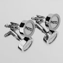 Mens Wedding Jewelry Cuff Links Wedding Silver Round Photo Button Cufflinks