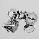 Mens Wedding Jewelry Cuff Links Wedding Silver Round Photo Button Cufflinks