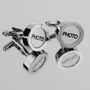 Mens Wedding Jewelry Cuff Links Wedding Silver Round Photo Button Cufflinks