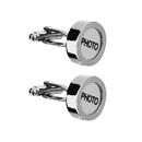 Mens Wedding Jewelry Cuff Links Wedding Silver Round Photo Button Cufflinks