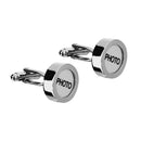 Mens Wedding Jewelry Cuff Links Wedding Silver Round Photo Button Cufflinks