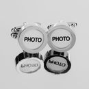 Mens Wedding Jewelry Cuff Links Wedding Silver Round Photo Button Cufflinks