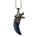 Vintage Men Antique Tribal Stark Wolf Fang Tooth Wolf Dragon Alloy Necklace