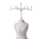 Stylish Womens Cheongsam Dress Mannequin Necklace Earring Stand Holder Jewelry Display White