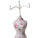 Womens Cheongsam Dress Mannequin Necklace Earring Stand Holder Jewelry Display Garden Fower