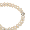 Handmade Natural Freshwater Pearl Bracelet Alloy Crystal Cuff Bangle 9-10mm