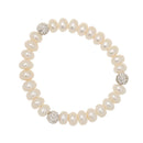 Handmade Natural Freshwater Pearl Bracelet Alloy Crystal Cuff Bangle 9-10mm