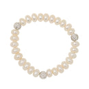 Handmade Natural Freshwater Pearl Bracelet Alloy Crystal Cuff Bangle 9-10mm
