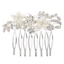 Vintage Pearl Flower Hair Comb Bridal Wedding Party Rhinestone Crystals