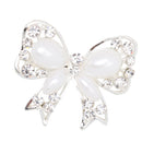 White Pearls Brooch Bow Crystal Fashion Jewelry Pin for Women Dress Wedding