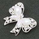 White Pearls Brooch Bow Crystal Fashion Jewelry Pin for Women Dress Wedding