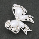 White Pearls Brooch Bow Crystal Fashion Jewelry Pin for Women Dress Wedding