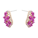 Women Jewelry Roseleaf Stud Earrings Antique Rhinestone Round Shape Earrings