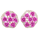 Women Jewelry Roseleaf Stud Earrings Antique Rhinestone Round Shape Earrings