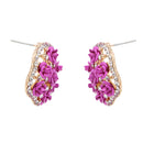 Women Jewelry Roseleaf Stud Earrings Antique Rhinestone Round Shape Earrings
