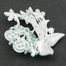 Blue Rhinestone Crystal Faux Pearl Wedding Bridal Bouquet Flower Brooch Pin for Women Girls