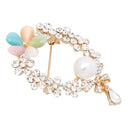 Beautiful Crystal Pearls Bow Flower Metal Brooch Wedding Bridal Bouquet Pin for Women Ladies