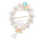 Beautiful Crystal Pearls Bow Flower Metal Brooch Wedding Bridal Bouquet Pin for Women Ladies