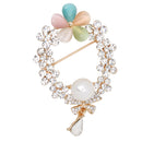 Beautiful Crystal Pearls Bow Flower Metal Brooch Wedding Bridal Bouquet Pin for Women Ladies