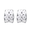 Enamel Flower Ear Stud Shiny Silver Stone Hook Earrings